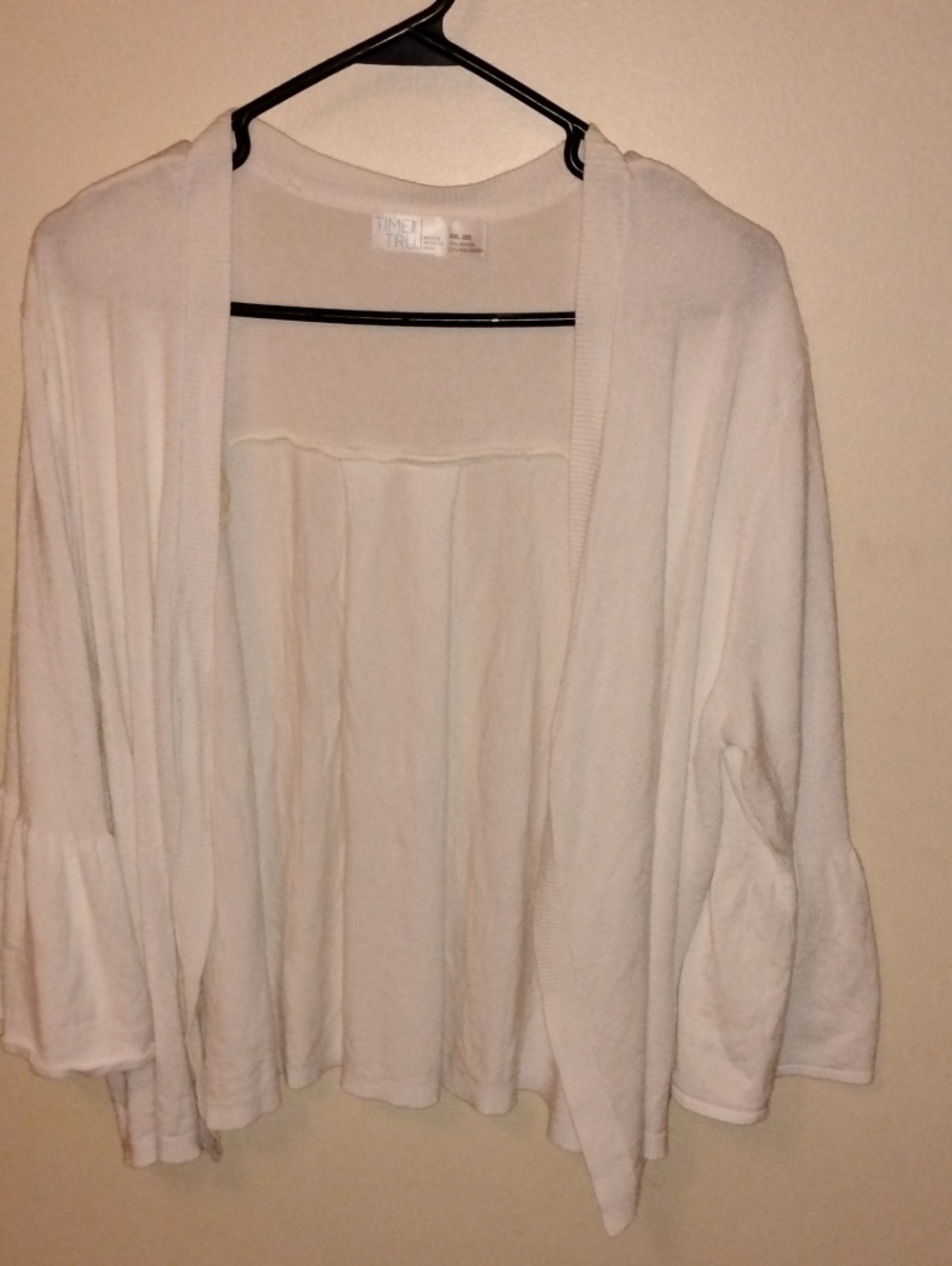 Time and Tru White Open-Front Women's Cardigan